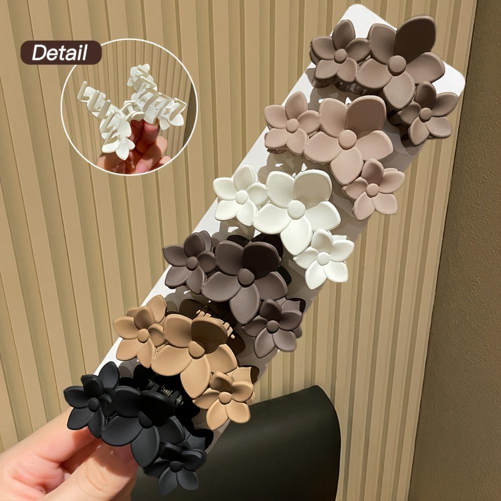 6PCS/set Women's Multicolor Simple Versatile Medium Flower Shark Clip, Daily Use, Fashion Hair Accessories Gift