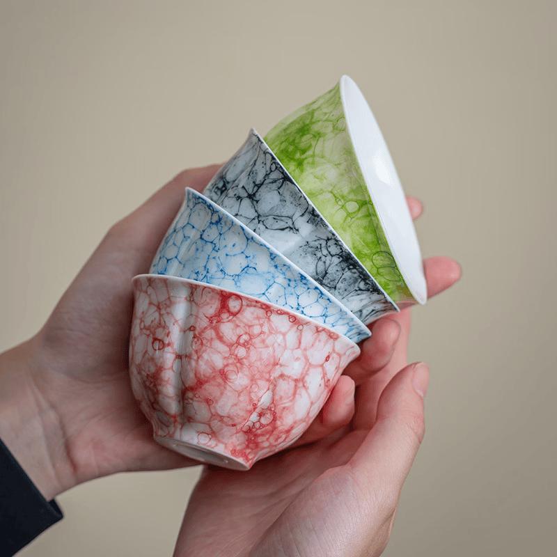 Four Seasons Kiln Glazed Ceramic Tea Cup