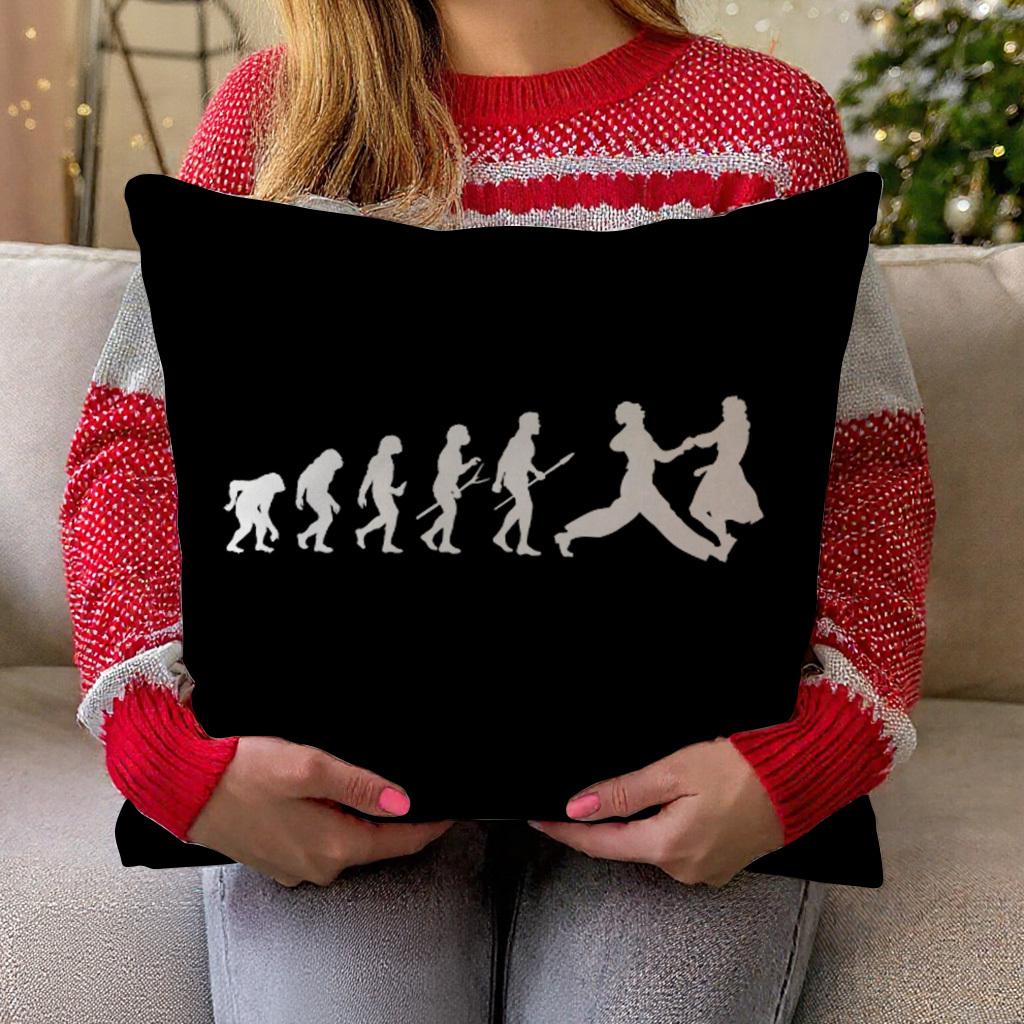 "Evolution Of Dance" Pillow Cover 2D Printed Polyester Sofa Cushion Case – Lindy Hop Silhouette Art Decor 40X40Cm