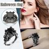 Personality Punk Skull Retro Gothic Style' Black Simple Ring  Rings for Wmen Men Halloween Black Zircon Jewellry