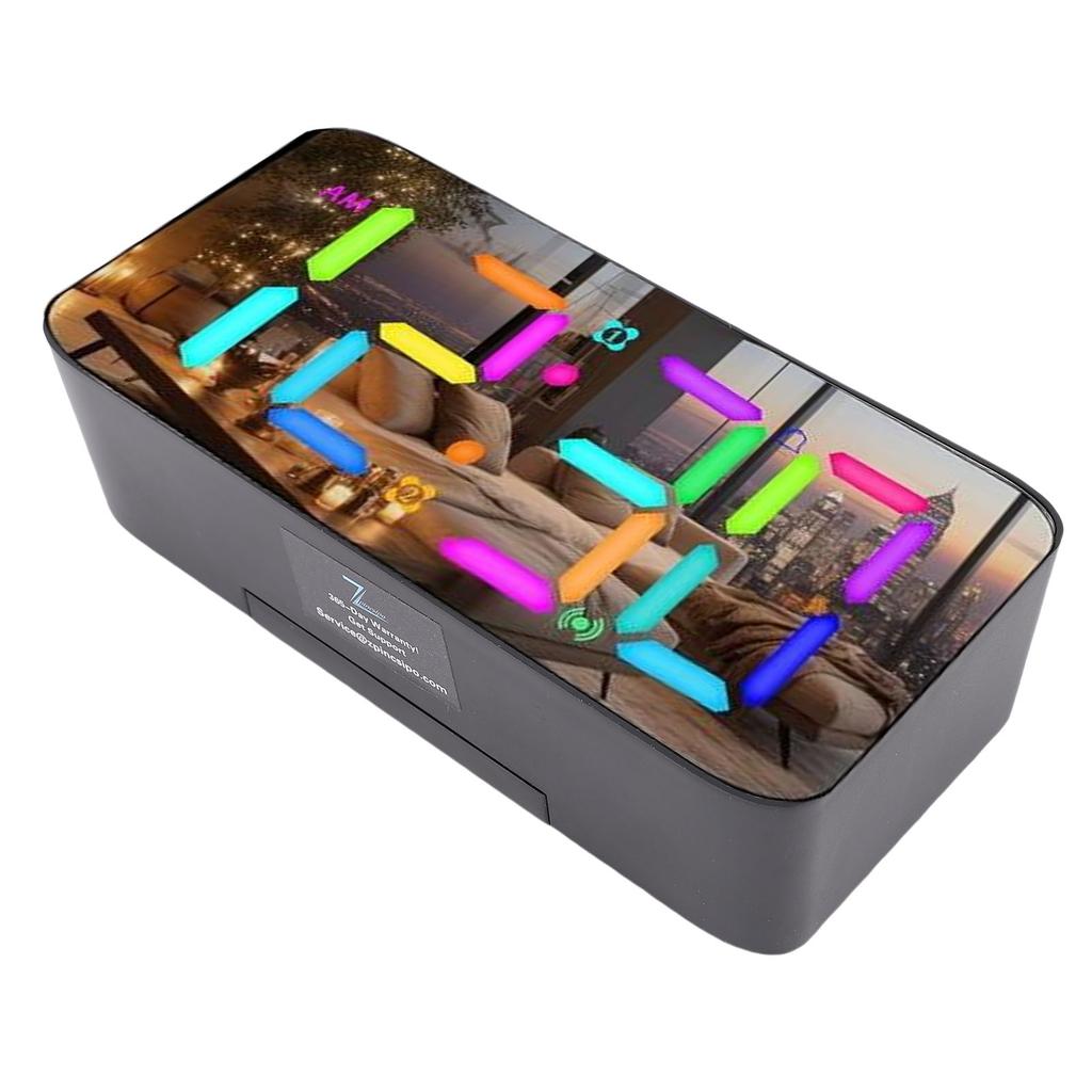 7 Inch Mirror Alarm Clock with Bed Shaker RGB Night Light 5 Levels Volume Vibrating Alarm Clock for Heavy Sleepers Seniors