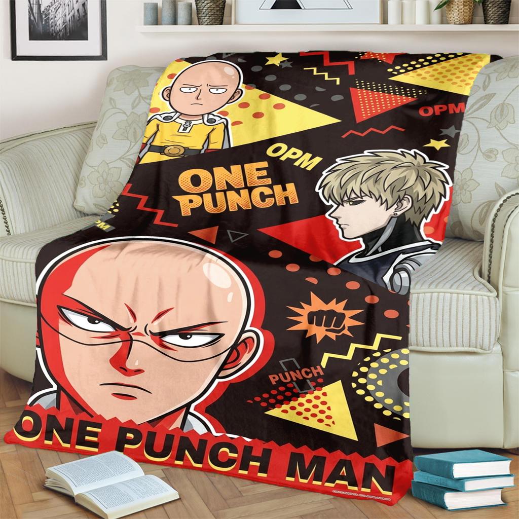 One-Punch Man Print Flannel Blanket Warm Comfortable for Travel, Bedrooms, Chairs, Sofas, Beds, Picnics-kwq170