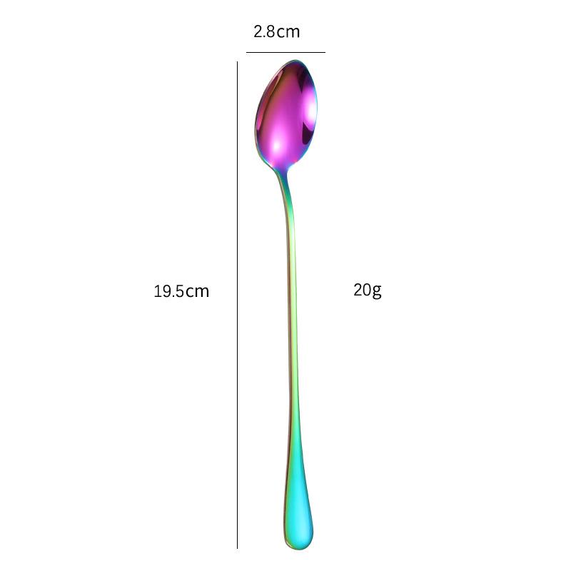 Stainless Steel Long Handle Dessert Spoon for Ice Cream and Coffee