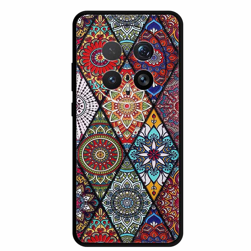 6.71" For Honor Magic8 Pro 5G Case 3D Emboss Relief Flower Black Silicone Soft Back Cover Case For Honor Magic 8 Pro Case Shells