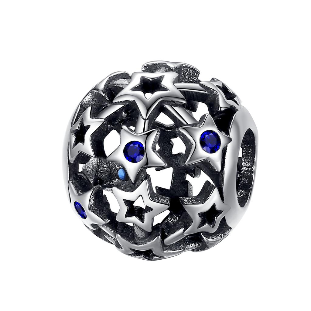 Copper Fit Original Bracelet Charm Jewelry Diy Blue Clip Bead Galaxy Starry Sky Series Pendant Moon Dangle