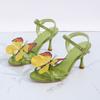 Mode Sommer Sexy High Heels Marke Damen Schmetterling Elegant Vielseitig Bequem mit Schnallenriemen Runde Spitze Stiletto Sandalen