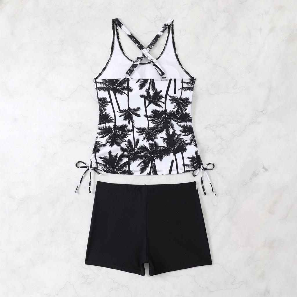 Women's  Conservative Printed Shorts Two-Piece Swimsuit