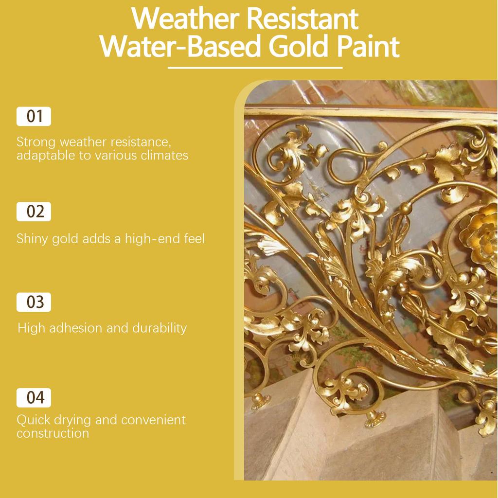 JAKEHOE weather-resistant water-based gold paint metallic paint weather-resistant water-based Roman column decorative gold paint outdoor gold foil