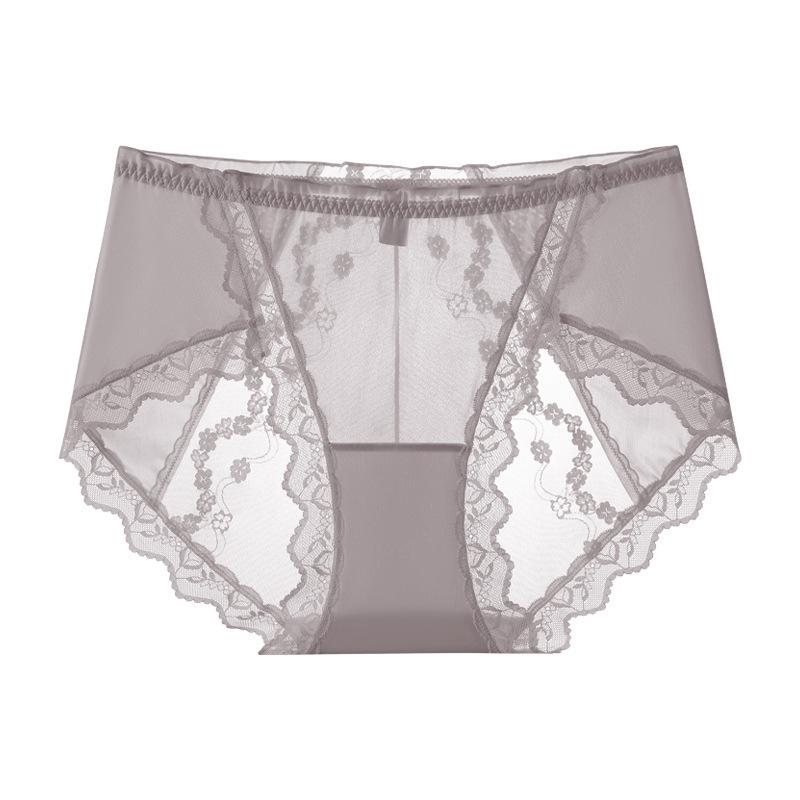 Plus Size Women Feel Lace High Waist Cotton Antibacterial Extended Crotch Triangle Briefs