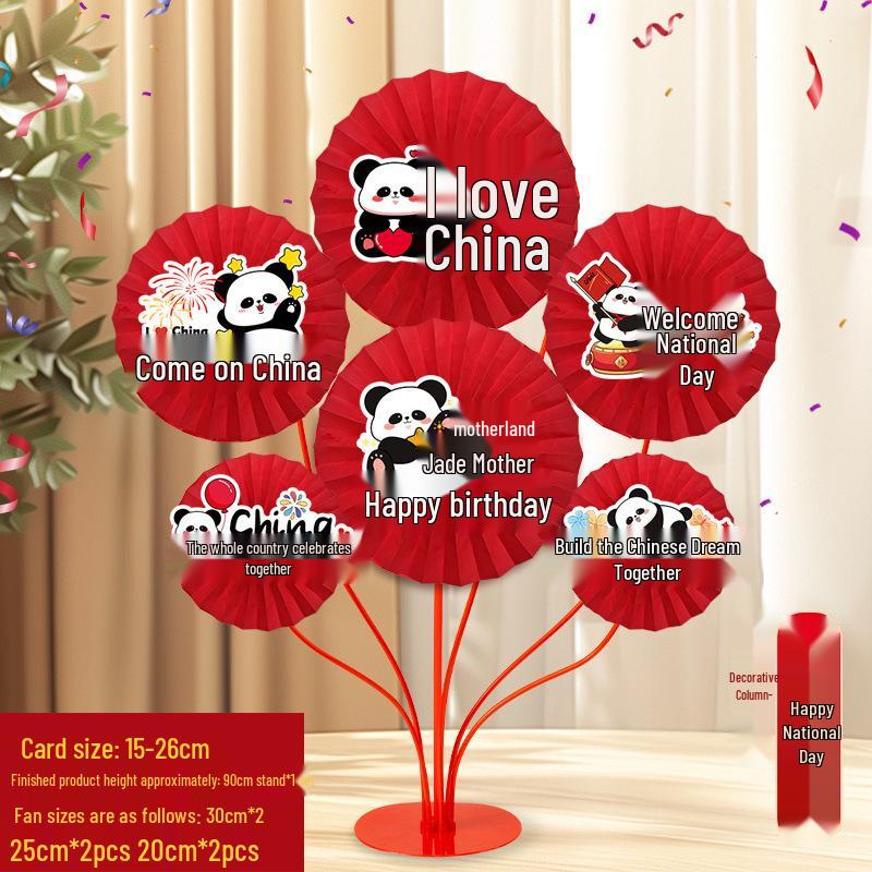 Mid-Autumn Festival Paper Fan & Flower Decorations for Mall, Jewelry Store, Table, and National Day Activities