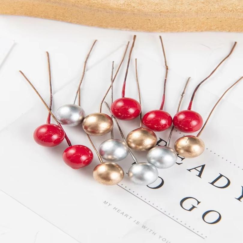 30/50pcs Artificial Small Round Bead Home Room Wedding Garden Christmas Tree Garland Ornamental Decoration Box Photography Props