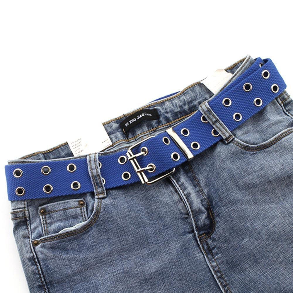 Design Vintage Ladies Dress Strap Double Pin Buckle Waistband Nylon Braided Belt Weave Waist Band