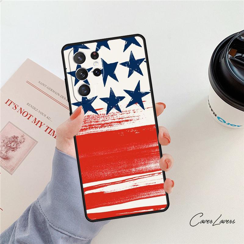 USA American Flag Phone Case For Samsung Galaxy S24 S25 S23 S22 Ultra Note 10 20 Plus S20 S21 FE Cover