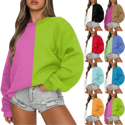 Women's Casual Fashion Comfortable Loose Round Neck Multicolor Printed Long Sleeve Sweater Top