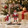 Wooden Snowman Decorations 3D Santa Swing Tabletop Decor, Christmas Ornament, Hand Painted Xmas Gift Farmhouse Indoor Shelf Mantel Display,