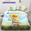 Watercolor Sunflower Pattern Bedding Quilt Set  Home Decoration  Gift (1 * duvet cover + 2 * pillowcase  without core)