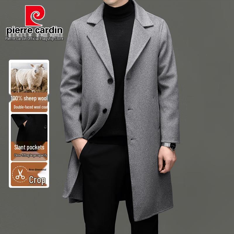 Pierre Cardin Men's 100% Lambswool Double-Sided Wool Coat