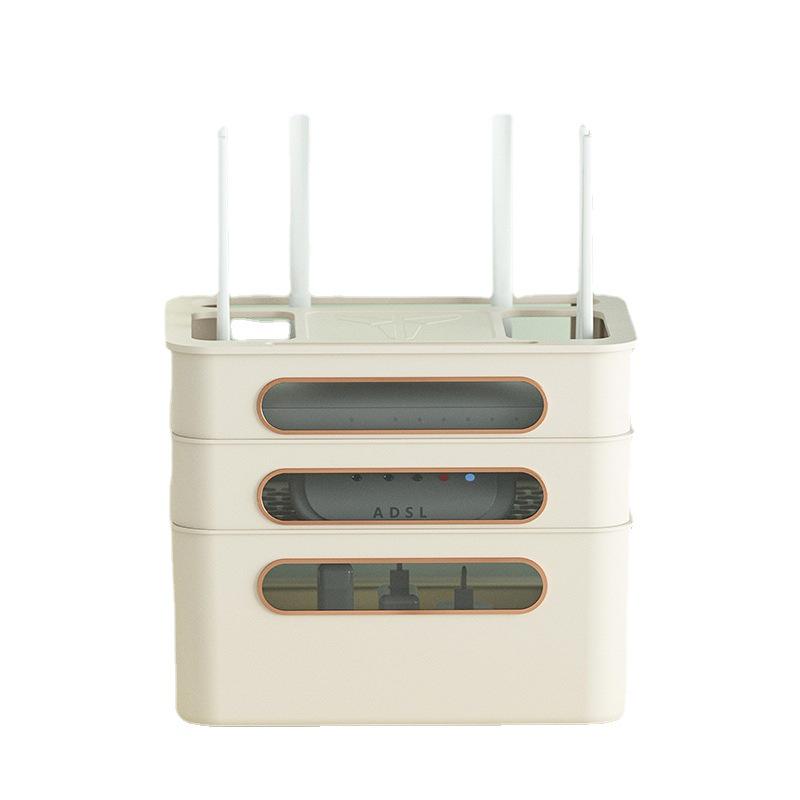 Golden Cat WiFi Router Storage Box and TV Set-Top Shelf with Wire Organizer