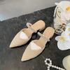Grape mother studiolee2025 one-word diamond with pointed head after empty thick heel cool slippers women's thick heel sandals