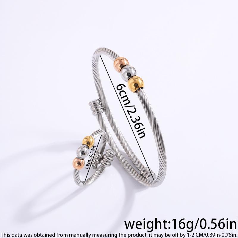 Hot-selling titanium steel  ring set steel wire opening does not fade exquisite ball transfer bead jewelry