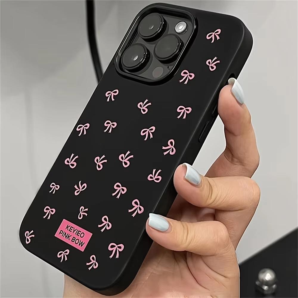 Cute Rosa Bow Pattern Phone Case For iPhone 17 Air 16 e 15 14 13 12 11 Pro Max Plus Mini SE 2020 2022 Soft Cover