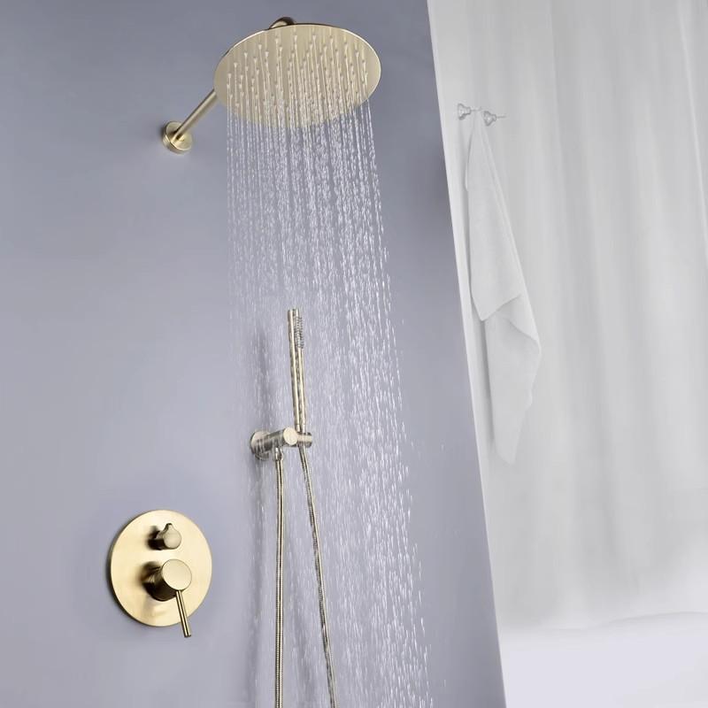 Brushed Gold  Bathroom Shower Faucet In Wall Bath and Shower Faucet Set Black Bathroom Shower Mixer Bath and Rainfall Shower