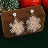 Christmas Snowflake Rhinestone & Pearl Pompon Earrings - Sparkly Winter Light Luxury Slimming Face Design