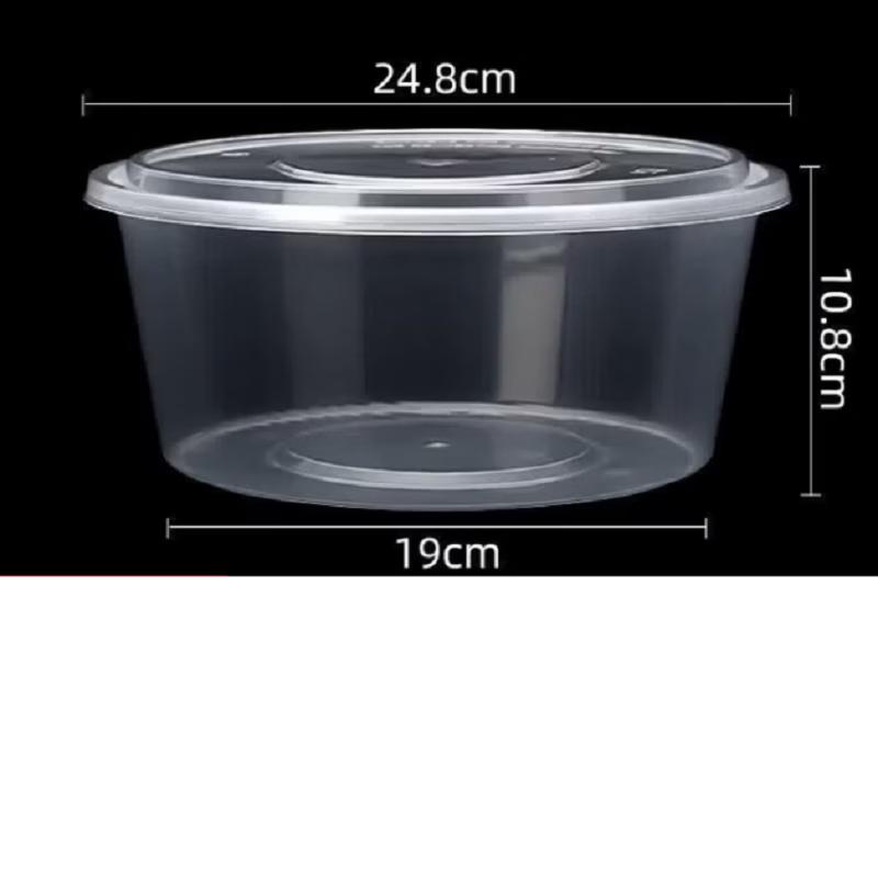 3500ML Thickened Disposable Round Plastic Food Containers with Lids, 90 Sets