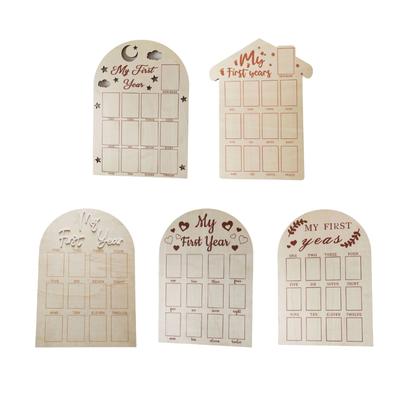 First Year Picture Frame Photo Display Wood Board for Newborn Baby Birthday Nursery Decorations Baby Keepsake Gift