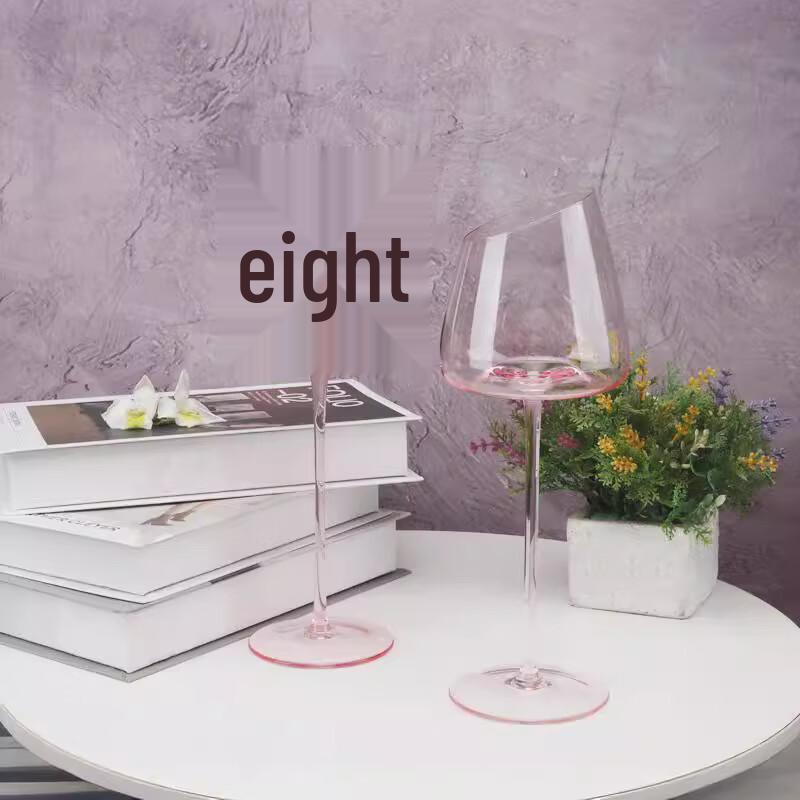 Pink Slanted Rim Red Wine Glass