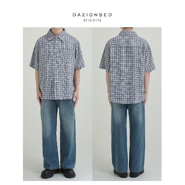 Summer New Plaid Shirt Men'S Style Retro American Short Sleeved Shirt Japanese Shirt Jacket