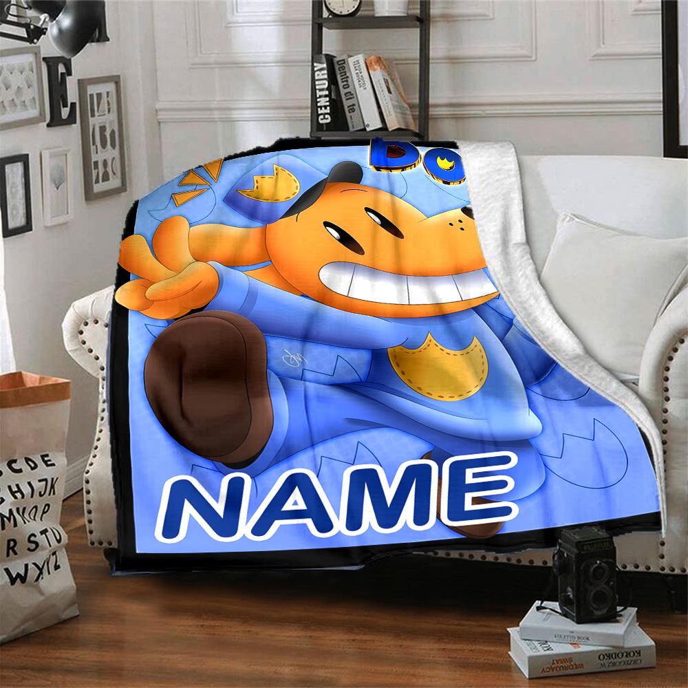 Customizable DogMan1 Throw Blanket – Personalized Name, All-Season Cozy Snug Blanket, Machine Washable, Personalized Blanket