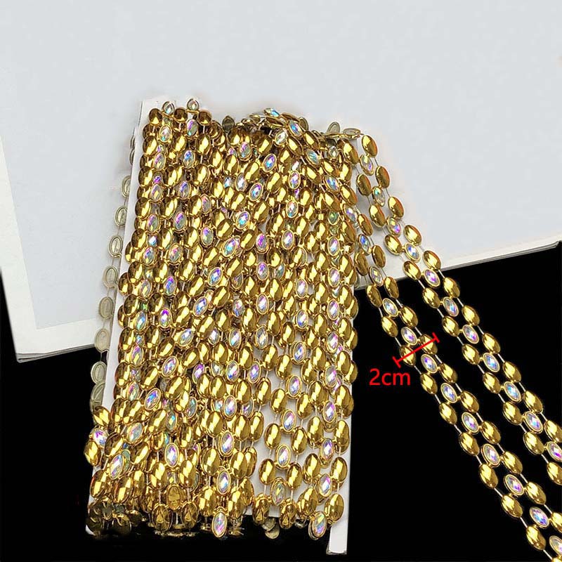 Ethnic Gold Silver Acrylic Chain Lace Sewing Textile Diy Garment Costume Dress Hat Shoes Decorative Crystal Rhinestones Trimming
