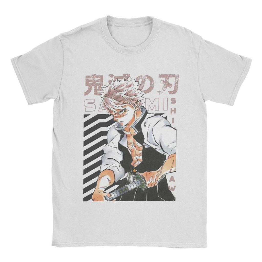 Sanemi Shinazugawa Demoned Slayered Men T Shirts Novelty Tee Shirt Short Sleeve Crew Neck T-Shirts Pure Cotton Big Size Tops