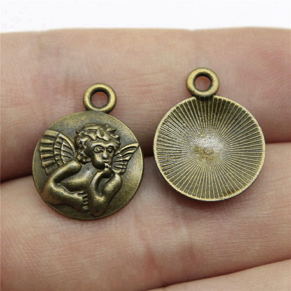 

Подвеска в виде ангела, Женские украшения, Массивные этнические детали и компоненты A09-10pcs-15mm