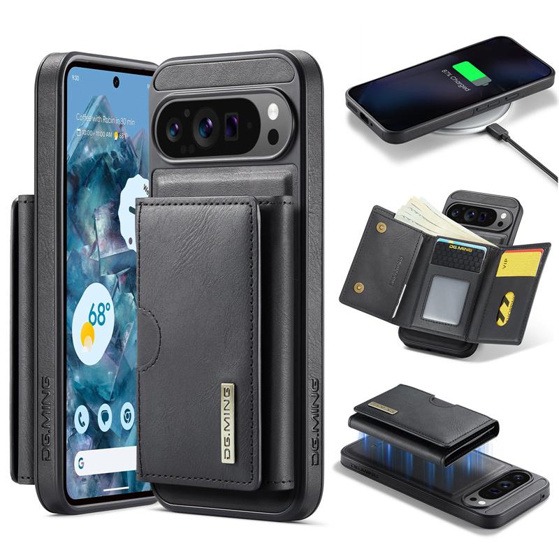 2 in 1 Detachable Magnetic Flip Leather Phone Case for Google Pixel 10 Pro XL Pixel 9 Pro Pixel 8 Pro Vintage Wallet Card Pocket Back Cover Coque