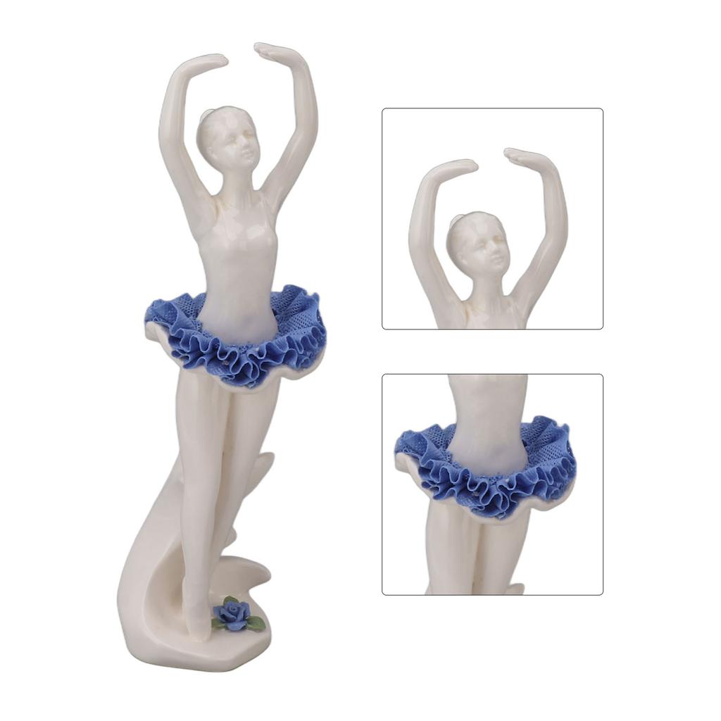 Ballerina Girl Figurine Ballet Dancer Statue Ceramic Sculpture Desk Ornament for Home Bookshelf