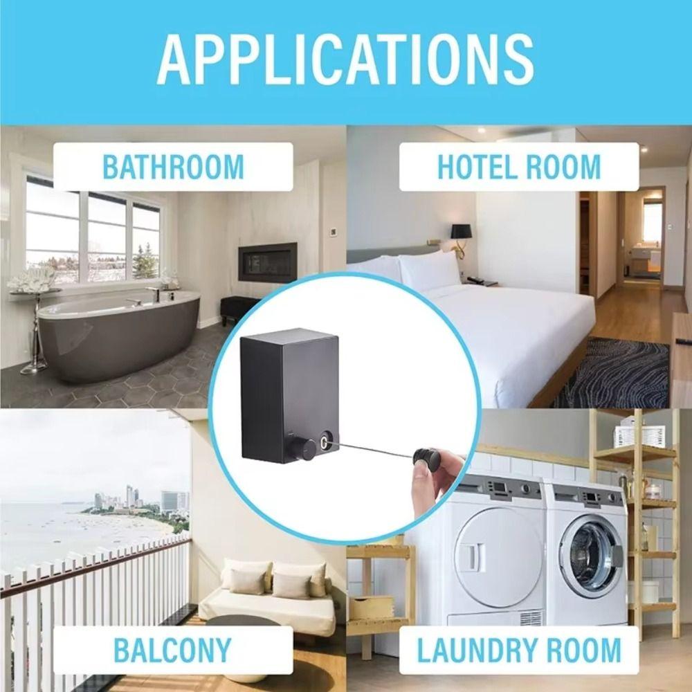 Thickened Steel Wire Retractable Clothesline Space Saving Wall Mounted Clothesline Balcony Drying