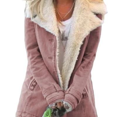 Damen Herbst- und Winter Samt Langarm Warme Baumwolljacke
