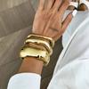 Ingemark 3 Styles Hip Hop Chunky Metal Spring Bangles for Women Men Punk Irregular Open Arm Bracelets Daily Jewelry Steampunk