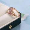 New  Rose Gold Flower Ring For Women Fashion Colorful Natural Zircon Rings Fine Bride Wedding Jewelry Crystal Gift