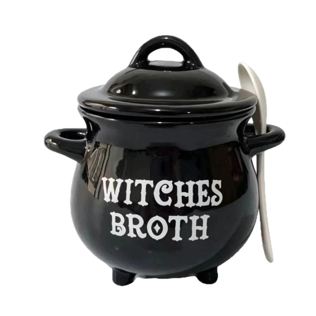 Halloween Witch Cauldron Soup Bowl Candy Jar for Party Favors and Home Decor