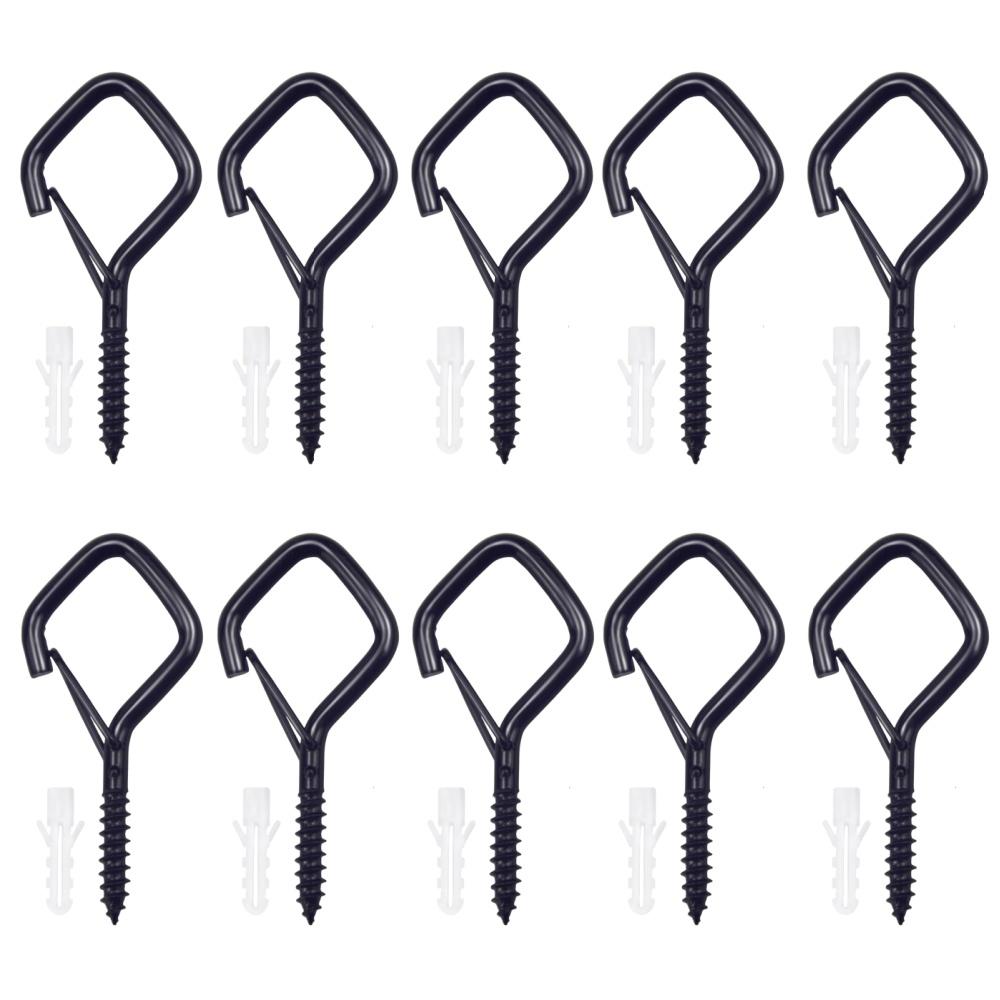 10PCS Square Snap Safety Hooks Screw Fixed Anti Fall Light Hanger Safety Hook for Fixing String Lights Potted PlantsHanging