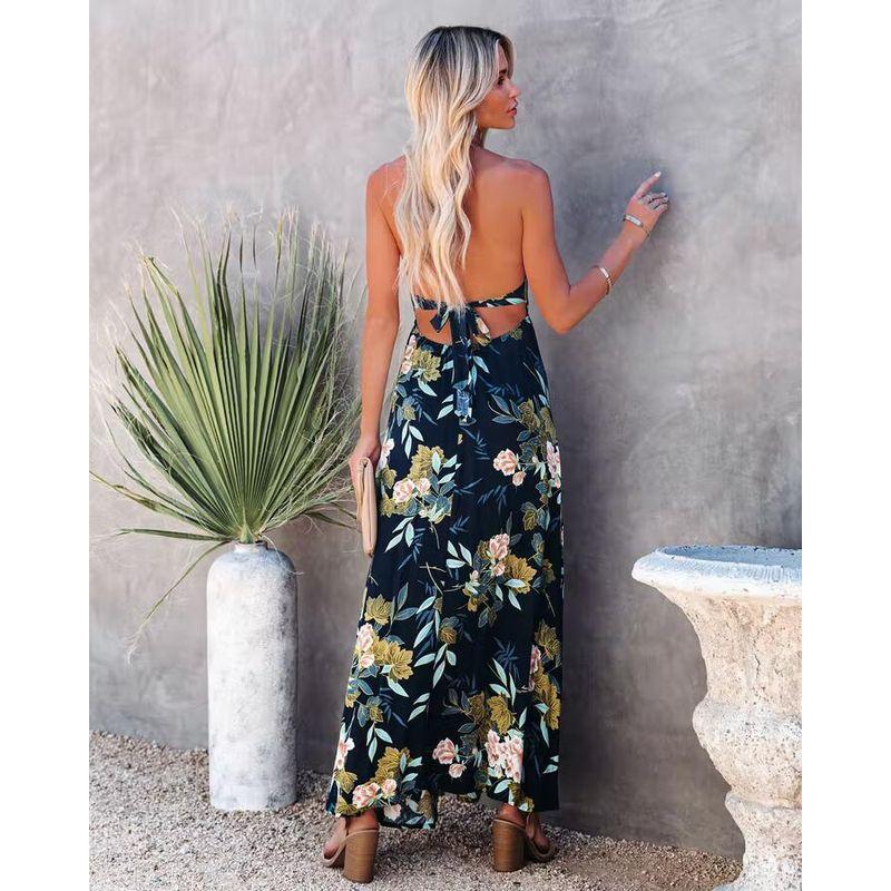 European Station Dress V-neck Sexy Dress Halter