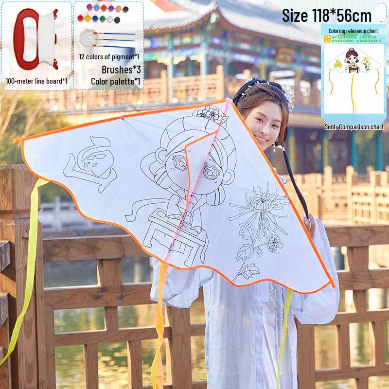Handmade Children's DIY 1.2m Coloring Kite - Easy To Fly In Light Breeze