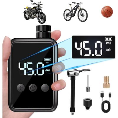 Mini-Fahrradpumpe, 150 PSI Elektrische Luftpumpe Tragbarer Akku-Fahrrad-Aufblasgerät mit Digitalem Manometer mit Presta- und Schrader-Ventil