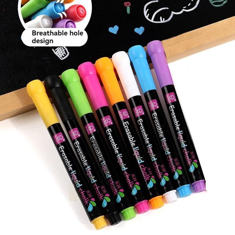 8 цветов, 1-2 мм, жидкий мел, стираемый маркер, флуоресцентный маркер для доски, граффити, светодиодная реклама, доска, белый цвет