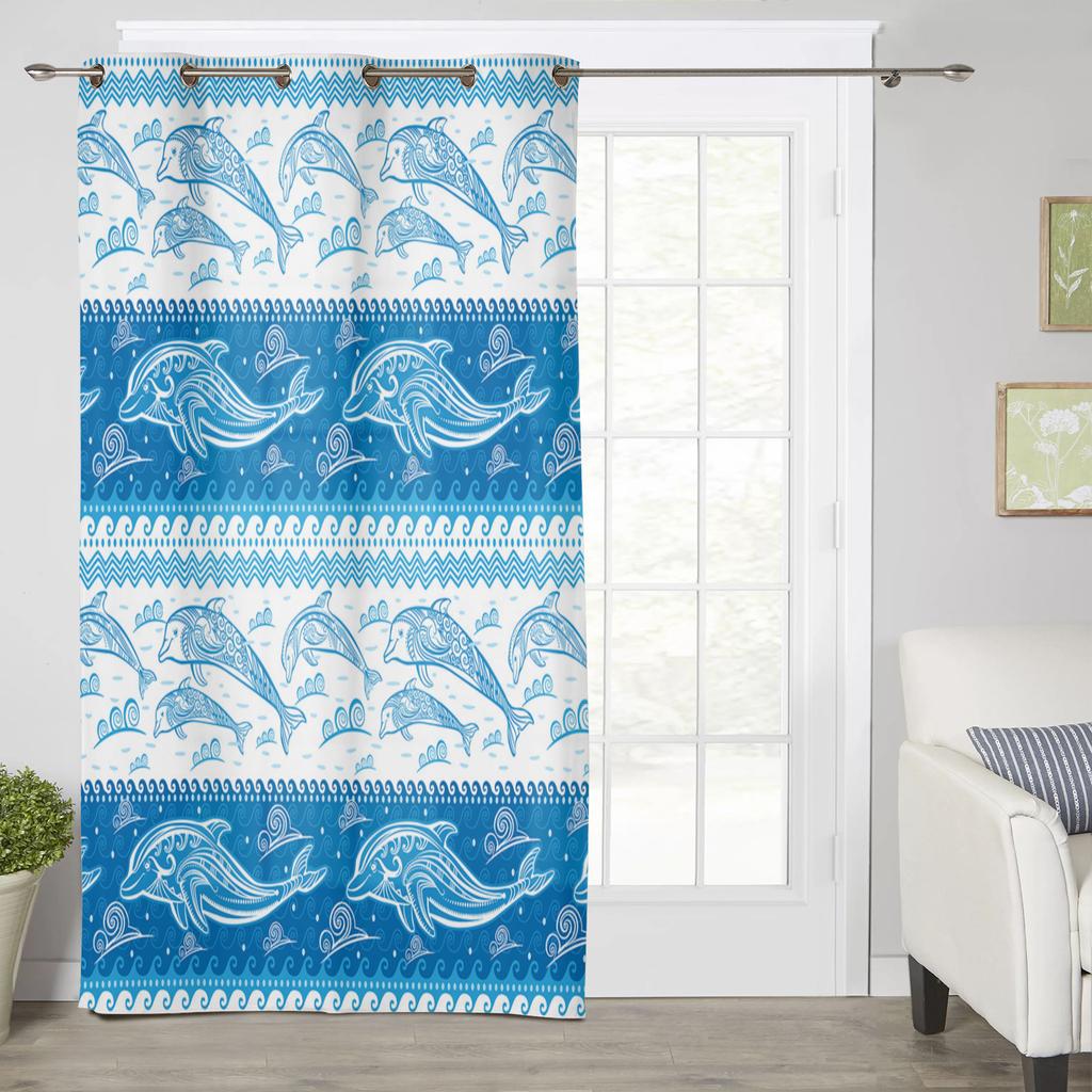 Sommer Delphin Wellen Textur Moderne Fenster Vorhänge für Wohnzimmer Schlafzimmer Vorhang Küche Behandlung Jalousien Vorhänge