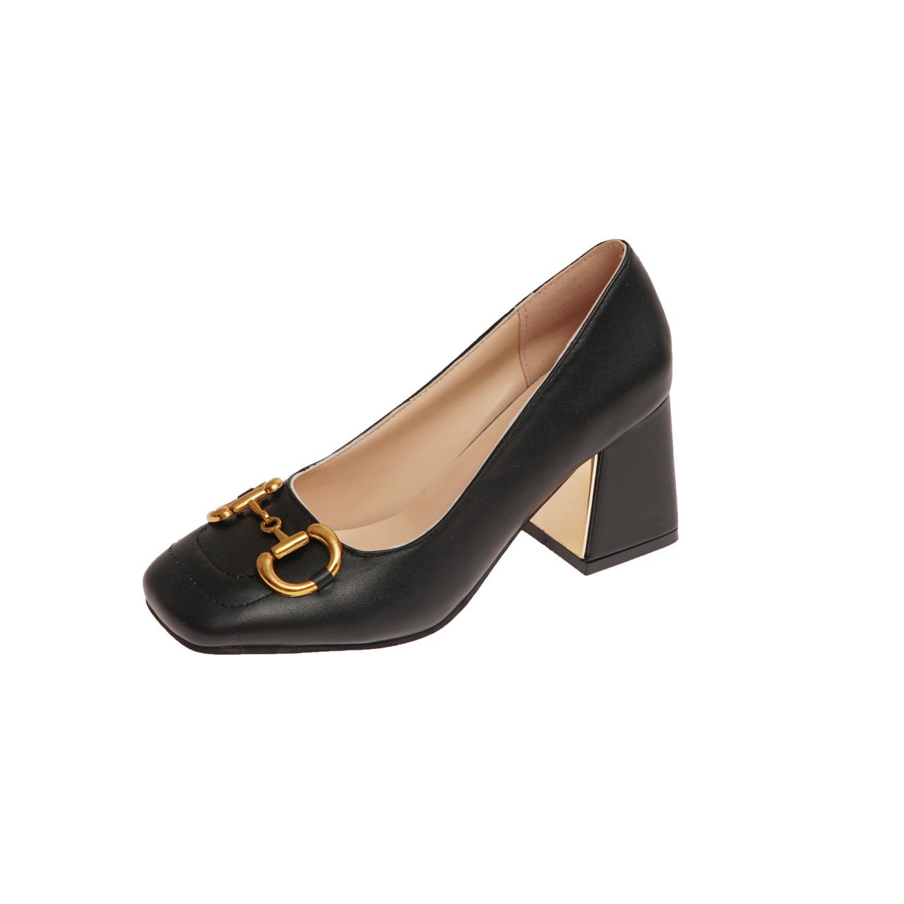 

Туфли Мэри Джейн с французской пряжкой 2024 года, новые толстые одинарные туфли на каблуке, женские летние туфли с квадратной головкой в стиле ретро, белые туфли на высоком каблуке для женщин 40 чёрный