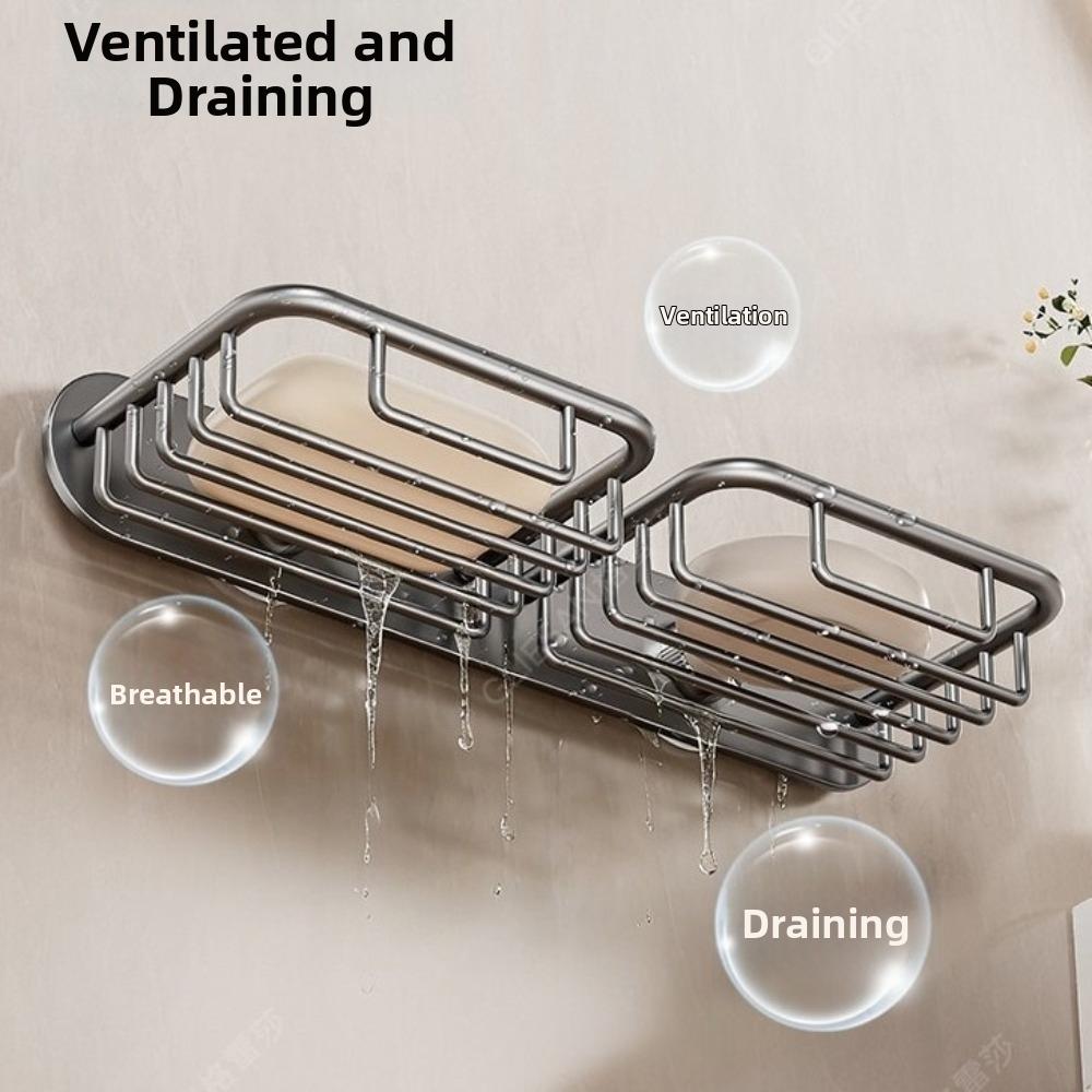 Rustproof Soap Storage Rack Self Adhesive Drainage Soap Holder Self-Draining Soap Dish Home Use